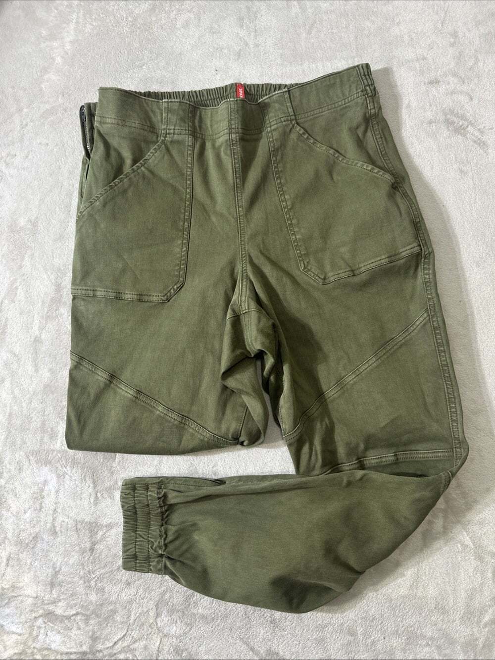 SPANX Women’s Utility Pants XL Olive Green Pull On Stretch Cargo Ankle